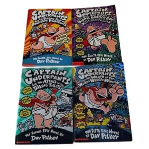 Captain Underpants Book Lot 4 Dav Pilkey Talking Toilets Wedgie Woman